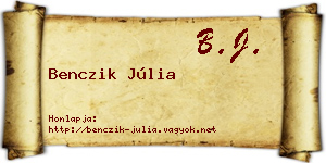 Benczik Júlia névjegykártya