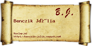 Benczik Júlia névjegykártya